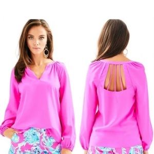 LILLY PULITZER | Hot Pink Silk Leslie Blouse Sz S